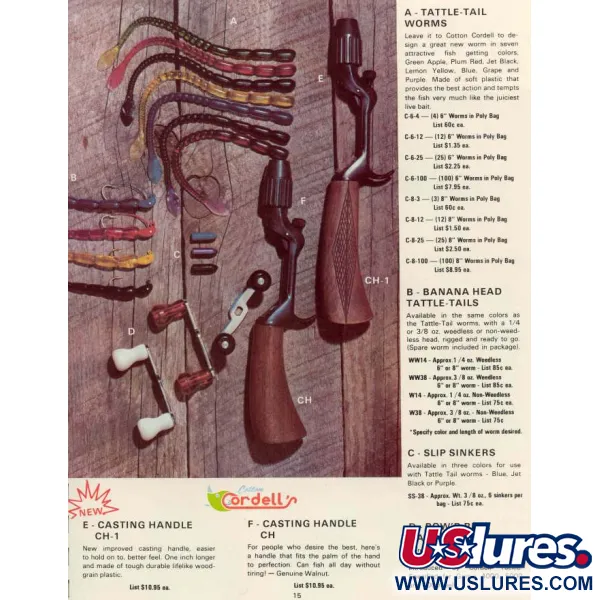 Banana Head Tattle-Tail Jig + Tattle-Tail Worm (вінтаж, 1970-х років)