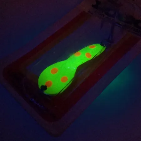 Luhr Jensen Loco 2 UV (світиться в ультрафіолеті), жовтий/червоний/нікель, 7 г, блесна коливалка (колебалка) #10000