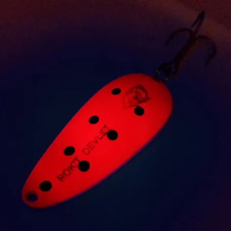 Eppinger Dardevle Rok't Devlet UV (світиться в ультрафіолеті), червоний/чорний/нікель, 35 г, блесна коливалка (колебалка) #10062
