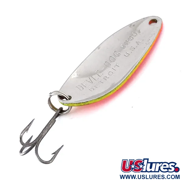 Eppinger Dardevle Devle-Dog 5200 UV (світиться в ультрафіолеті), помаранчевий/жовтий/нікель, 7 г, блесна коливалка (колебалка) #10103