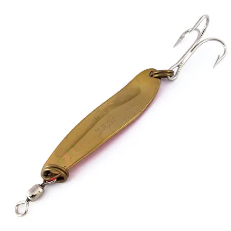 Luhr Jensen Krocodile DIE #4 UV (світиться в ультрафіолеті), Карбована латунь/помаранчевий, 14 г, блесна коливалка (колебалка) #10111