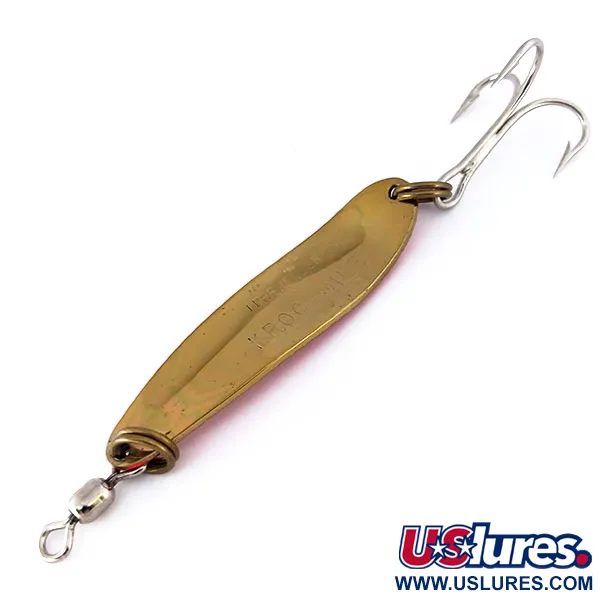 Luhr Jensen Krocodile DIE #4 UV (світиться в ультрафіолеті), Карбована латунь/помаранчевий, 14 г, блесна коливалка (колебалка) #10111