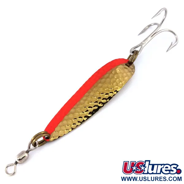 Luhr Jensen Krocodile DIE #4 UV (світиться в ультрафіолеті), Карбована латунь/помаранчевий, 14 г, блесна коливалка (колебалка) #10111