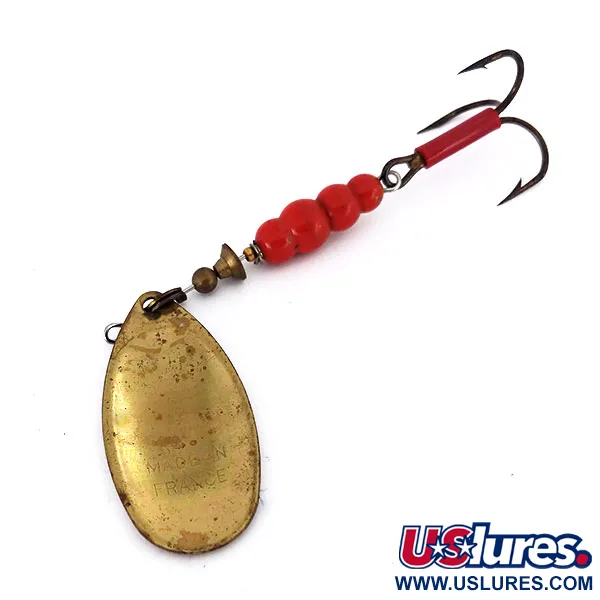  Mepps Aglia 5, червоний/білий/латунь, 14 г, блешня оберталка (вертушка) #10136