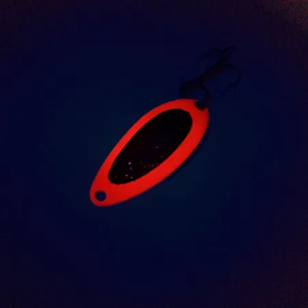 Eppinger Dardevle Devle-Dog 5200 UV (світиться в ультрафіолеті), неоновий червоний/нікель/червоний гліттер, 7 г, блесна коливалка (колебалка) #10212