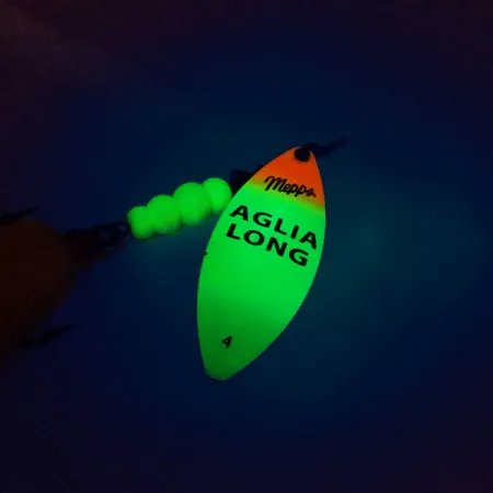 Mepps Aglia Long 4 Dressed (хвіст з хутра оленя), Fluo, 17 г, блешня оберталка (вертушка) #10380
