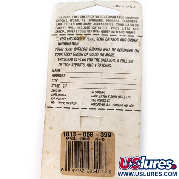 Luhr Jensen Lil' Kroc (Krocodile Stubby) UV (світиться в ультрафіолеті), нікель/червоний, 18 г, блесна коливалка (колебалка) #10793