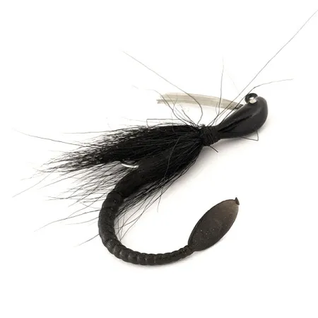 Cotton Cordell Banana Head Tattle-Tail Jig + Tattle-Tail Worm (вінтаж, 1970-х років), чорний, 14 г, до рибалки #11260