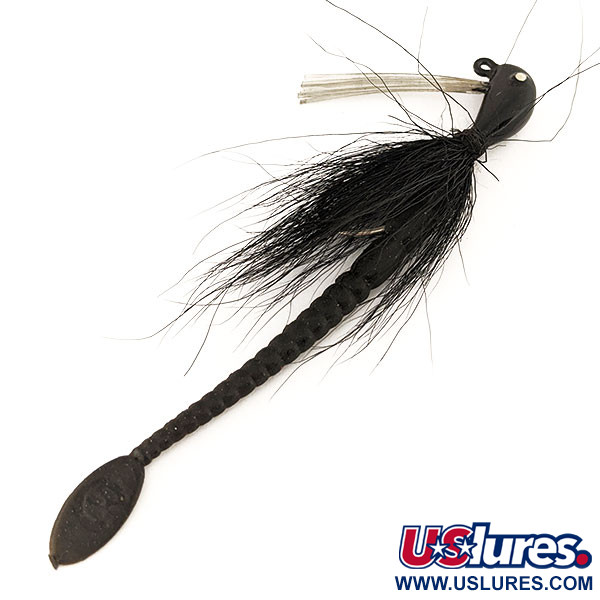 Cotton Cordell Banana Head Tattle-Tail Jig + Tattle-Tail Worm (вінтаж, 1970-х років), чорний, 14 г, до рибалки #11260