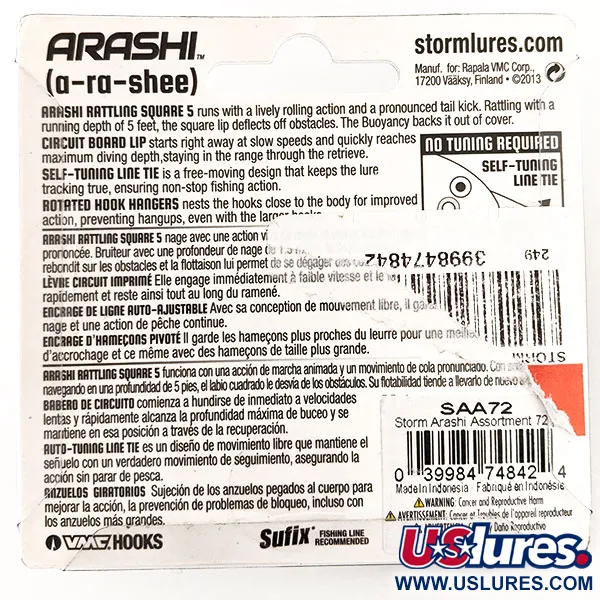 Storm Arashi Rattling Square 5, Black Chartreuse Shad, 18 г, воблер #11335