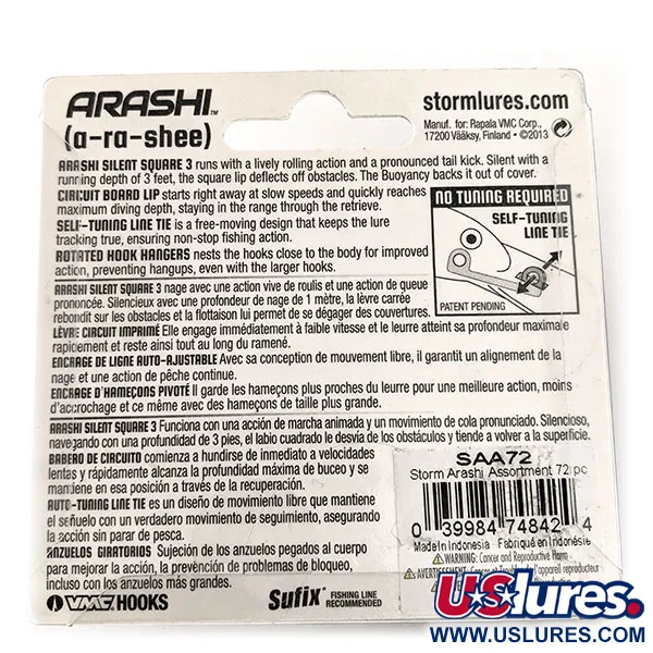 Storm Arashi Silent Square 3 UV (світиться в ультрафіолеті), Mossy Chartreuse Craw, 14 г, воблер #11413