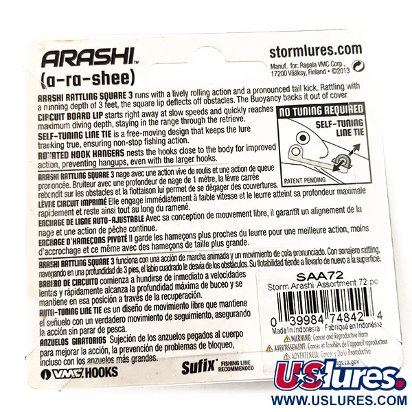 Storm Arashi Rattling Square 3 UV (світиться в ультрафіолеті), Parrot, 14 г, воблер #11414