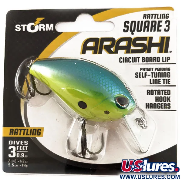 Storm Arashi Rattling Square 3 UV (світиться в ультрафіолеті), Parrot, 14 г, воблер #11414