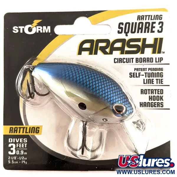 Storm Arashi Rattling Square 3, Black Silver Shad , 14 г, воблер #11675
