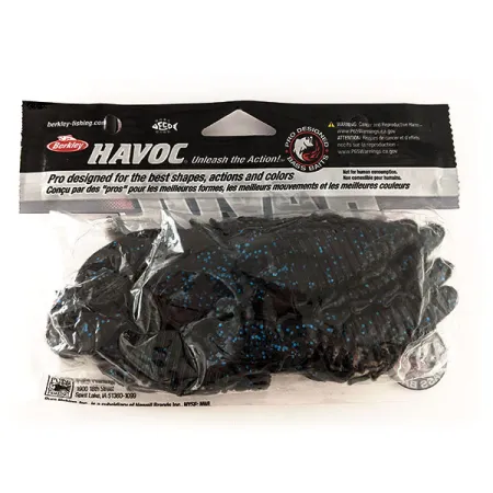 Berkley Havoc Craw Fatty, 8 шт., силікон, Black Blue Fleck, до рибалки #11699
