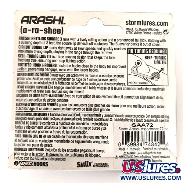 Storm Arashi Rattling Square 3,  Blue Silver Shad , 14 г, воблер #11708