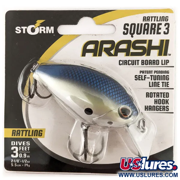Storm Arashi Rattling Square 3,  Blue Silver Shad , 14 г, воблер #11708