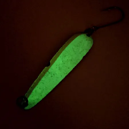Luhr Jensen Flutter Spoon (світиться в темряві), нікель/білий/жовтий Glow - світиться в темряві, 4 г, блесна коливалка (колебалка) #12142
