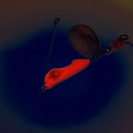 Erie Dearie Walleye Killer - приманка на судака UV (світиться в ультрафіолеті), червоний/нікель, 14 г, блешня оберталка (вертушка) #12160