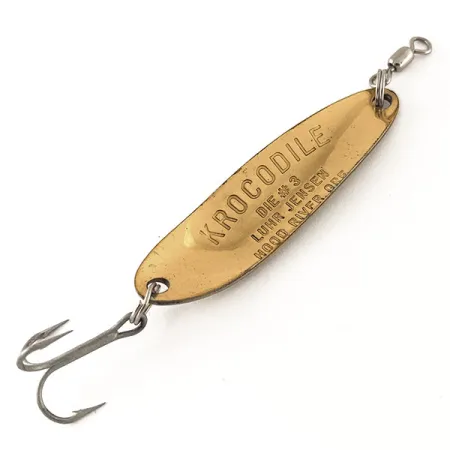 Luhr Jensen Krocodile DIE #3 UV (світиться в ультрафіолеті), Карбована латунь/червоний, 10 г, блесна коливалка (колебалка) #12325