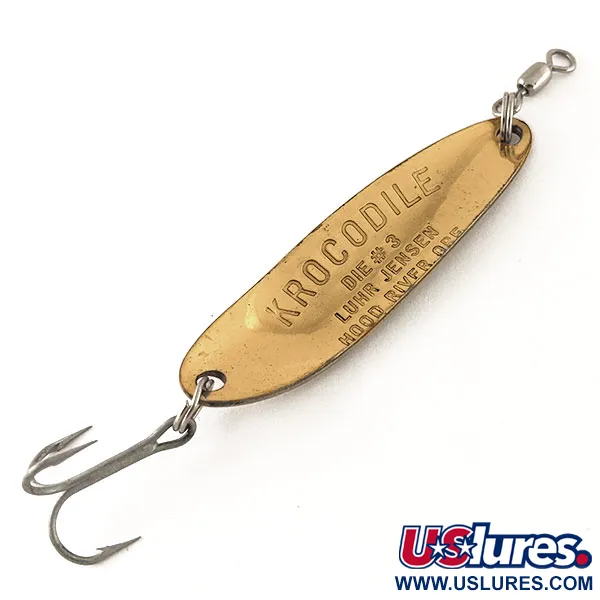 Luhr Jensen Krocodile DIE #3 UV (світиться в ультрафіолеті), Карбована латунь/червоний, 10 г, блесна коливалка (колебалка) #12325