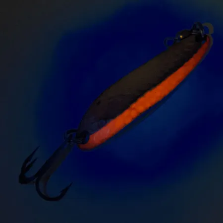 Luhr Jensen Krocodile DIE #3 UV (світиться в ультрафіолеті), Карбована латунь/червоний, 10 г, блесна коливалка (колебалка) #12325