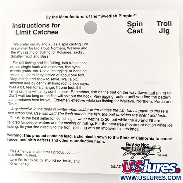  Bay de Noc Do-Jigger #3, золото, 9 г, блесна коливалка (колебалка) #16330