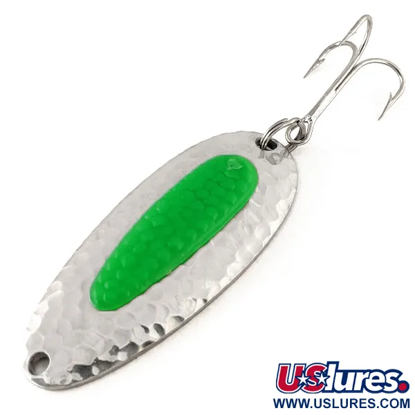  Blue Fox Pixee UV (світиться в ультрафіолеті), карбований нікель/зелений, 24 г, блесна коливалка (колебалка) #12445