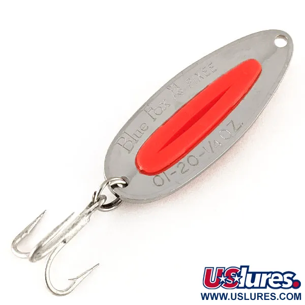  Blue Fox Pixee UV (світиться в ультрафіолеті), карбований нікель/червоний, 7 г, блесна коливалка (колебалка) #12485