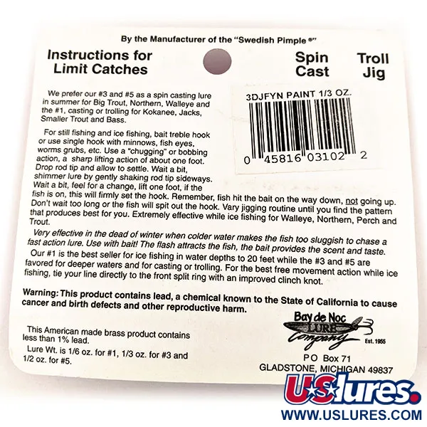  Bay de Noc Do-Jigger #3, золото, 9 г, блесна коливалка (колебалка) #15815