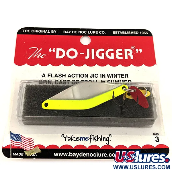 Bay de Noc Do-Jigger #3 UV (світиться в ультрафіолеті), нікель/жовтий, 9 г, блесна коливалка (колебалка) #12672
