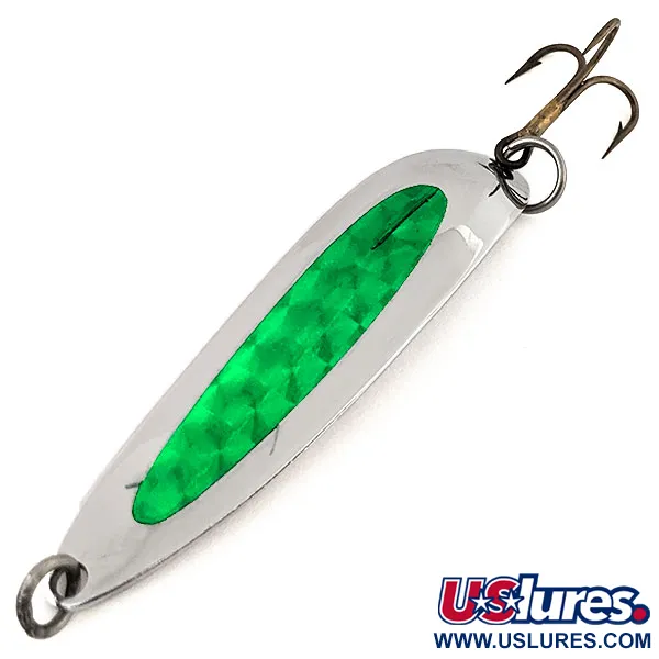 Luhr Jensen Krocodile DIE #5, нікель/зелений, 28 г, блесна коливалка (колебалка) #12693