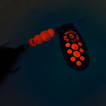 Mepps Aglia 5 Dressed UV (світиться в ультрафіолеті), чорний/червоний UV - світиться в ультрафіолеті, 14 г, блешня оберталка (вертушка) #12696