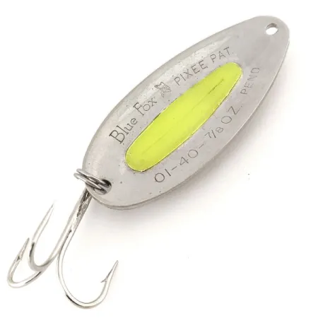 Blue Fox Pixee UV (світиться в ультрафіолеті), карбований нікель/жовтий, 24 г, блесна коливалка (колебалка) #12701