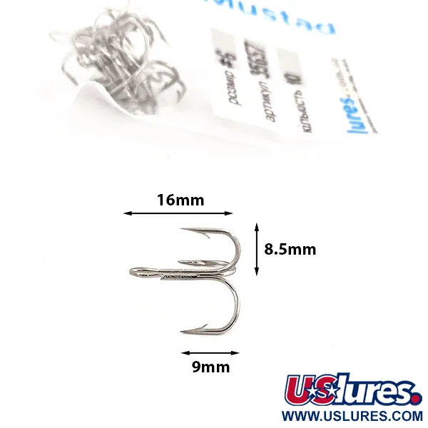 Тройник Mustad #6 35657, Хром, до рибалки #12713