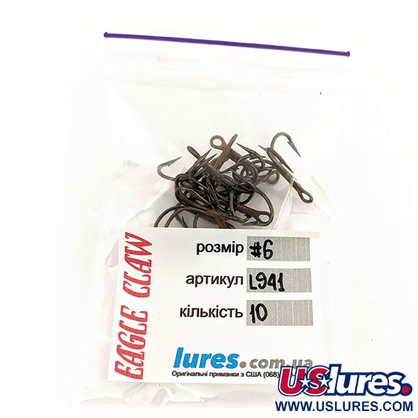  Трійник Eagle Claw #6 L941, бронза, , до рибалки #12742