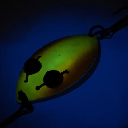 Eppinger Red Eye Junior UV (світиться в ультрафіолеті), жовтий/помаранчевий/білий/червоні очі, 13 г, блесна коливалка (колебалка) #12855