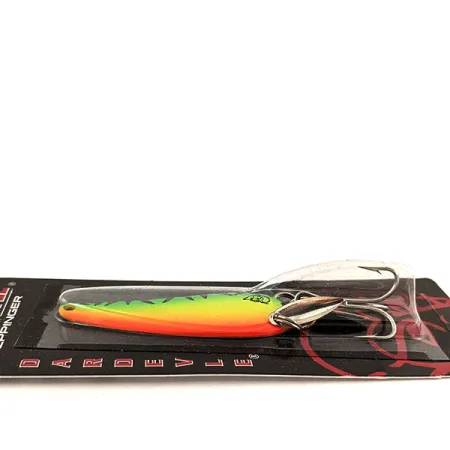 Eppinger Dardevle Imp Klicker UV (світиться в ультрафіолеті), Fire Tiger/латунь, 11 г, блесна коливалка (колебалка) #16693