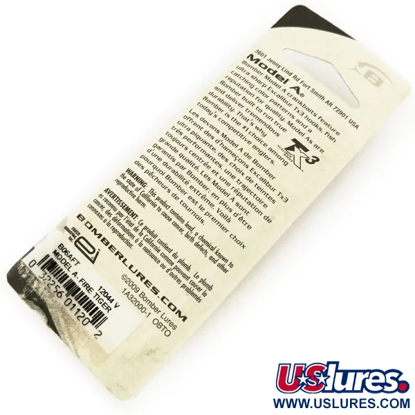  Bomber model 6A UV (світиться в ультрафіолеті), Fire Tiger, 11 г, воблер #13188