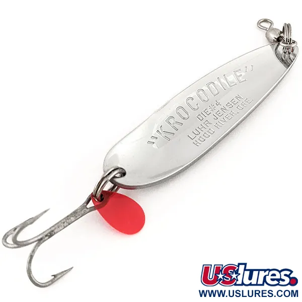 Luhr Jensen Krocodile DIE #4, нікель/червоний, 19 г, блесна коливалка (колебалка) #13234