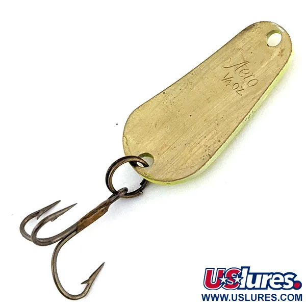 Aeroplane Spinner Aero UV (світиться в ультрафіолеті), неоновий зелений/латунь, 7 г, блесна коливалка (колебалка) #13429