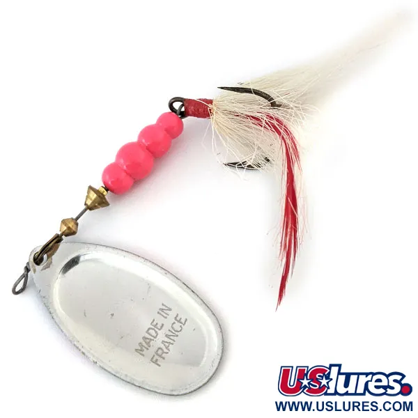  Mepps Aglia 5 Dressed (хвіст з хутра оленя) UV (світиться в ультрафіолеті), срібло/райдужна форель, 14 г, блешня оберталка (вертушка) #13519