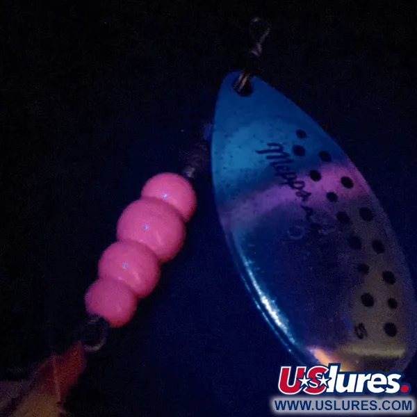  Mepps Aglia 5 Dressed (хвіст з хутра оленя) UV (світиться в ультрафіолеті), срібло/райдужна форель, 14 г, блешня оберталка (вертушка) #13519