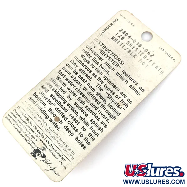  ​Luhr Jensen Shyster, нікель/білий/чорний, 3,5 г, блешня оберталка (вертушка) #13577