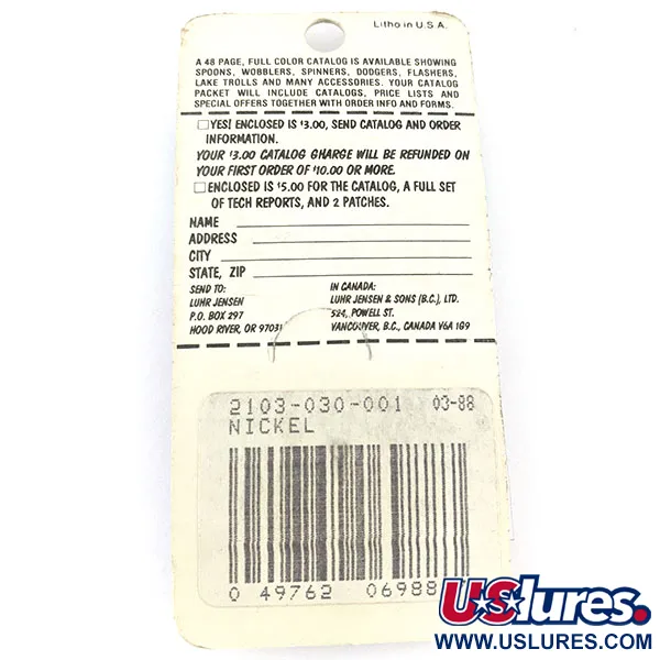  Luhr Jensen Colorado Spinner, нікель, 1,4 г, блешня оберталка (вертушка) #13607