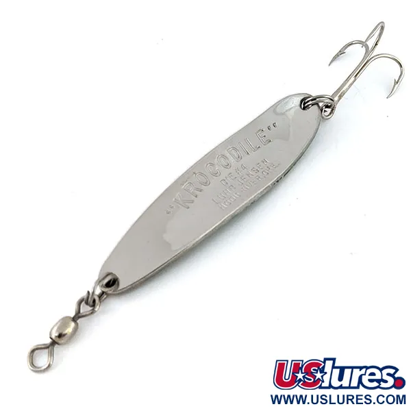 Luhr Jensen Krocodile #4, карбований нікель/зелений, 19 г, блесна коливалка (колебалка) #13769