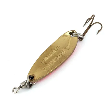 Luhr Jensen Krocodile UV (світиться в ультрафіолеті), білий/червоний/латунь, 9 г, блесна коливалка (колебалка) #13817