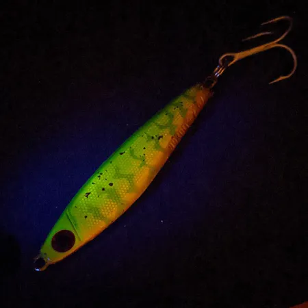 Luhr Jensen Nordic #60, пількер UV (світиться в ультрафіолеті), Fire Tiger, 56 г, блесна коливалка (колебалка) #16125