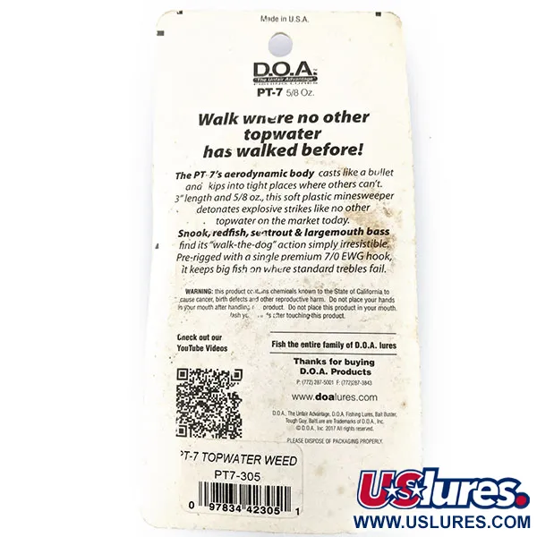 D.O.A.  D.O.A (світиться в темряві) PT-7, білий Glow -світиться в темряві, 17 г, до рибалки #14114