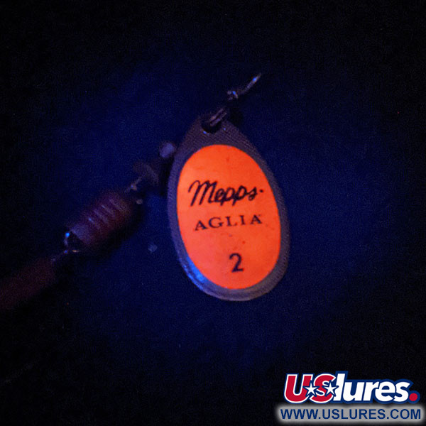  Mepps Aglia 2 UV (світиться в ультрафіолеті), червоний/латунь, 4,5 г, блешня оберталка (вертушка) #14125